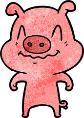 nervous cartoon pig