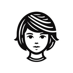 logotype of a kid face, black and white, small size, isolated