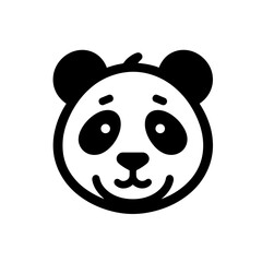logotype of a panda bear, black and white, small size, isolated