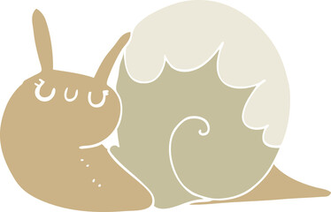 cute flat color style cartoon snail