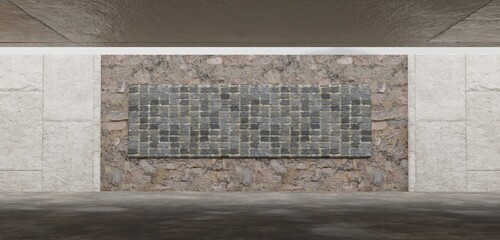 Cement floor cement wall background warehouse scene modern technology room cement floor 3D illustration background