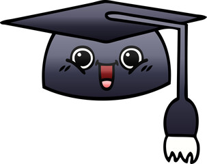 gradient shaded cartoon of a graduation hat