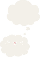 cartoon cloud with thought bubble in retro style