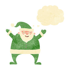cartoon santa claus with thought bubble