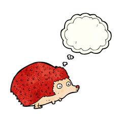 cartoon hedgehog with thought bubble