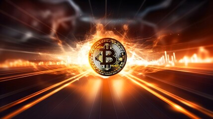 Bitcoin Pumping going up mooning fast like the speed of light crypto bullish landscape background wallpaper article