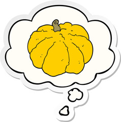 cartoon squash with thought bubble as a printed sticker
