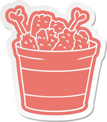 cartoon sticker bucket of fried chicken