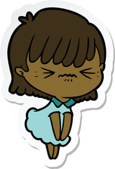 sticker of a annoyed cartoon girl