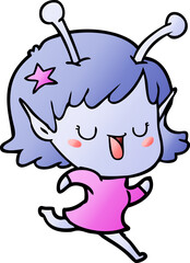 happy alien girl cartoon