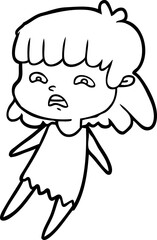 cartoon worried woman
