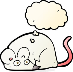 cartoon white mouse with thought bubble