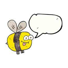freehand speech bubble textured cartoon bee