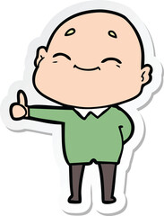 sticker of a happy cartoon bald man