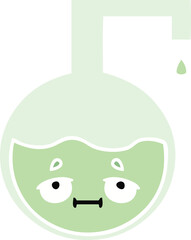 flat color retro cartoon of a science experiment