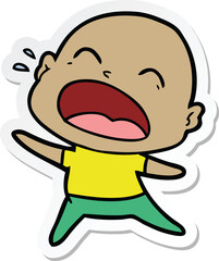 sticker of a cartoon shouting bald man