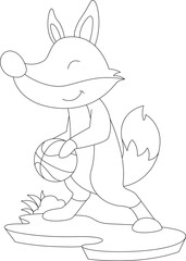 Fox Basketball player Basketball Sports Animal Vector Graphic Art Illustration