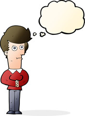 cartoon man staring with thought bubble