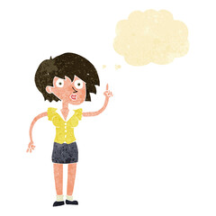 cartoon woman with question with thought bubble