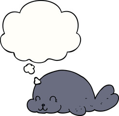 cute cartoon seal with thought bubble