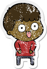 Fototapeta premium distressed sticker of a cartoon dumb kid