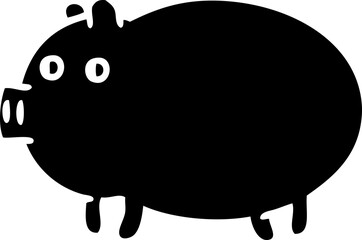 flat symbol of a fat pig