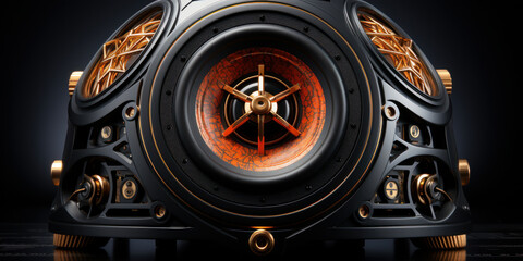 Fototapeta premium Speaker equipment, on a black background. Generative AI.