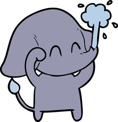 cute cartoon elephant spouting water