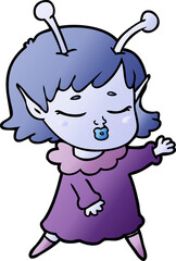 cute alien girl cartoon
