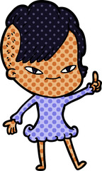 cute cartoon girl with hipster haircut