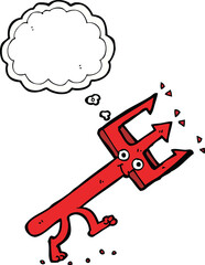 cartoon devil fork with thought bubble
