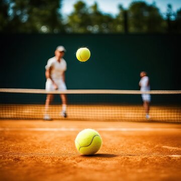 Tennis Point. Tennis Ball Hitting The Line For A Point.