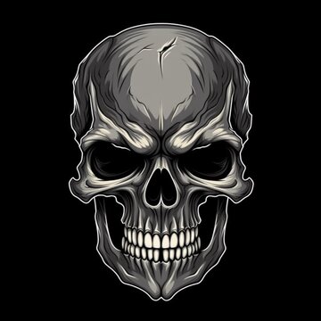 Human skull head sketch gothic tattoo halloween images AI Generated art