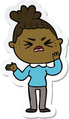sticker of a cartoon angry woman