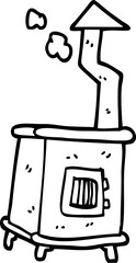 line drawing cartoon old wood burner