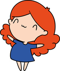 cartoon illustration of a cute kawaii girl