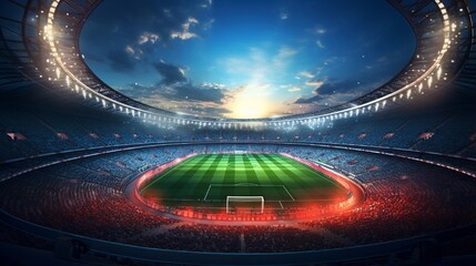 3D illustration, 3D representation, Soccer game in the stadium