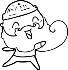 Obraz premium happy man with beard and winter hat