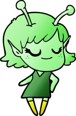 smiling alien girl cartoon