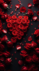 Elegant Valentine's Day Roses and Glittering Heart