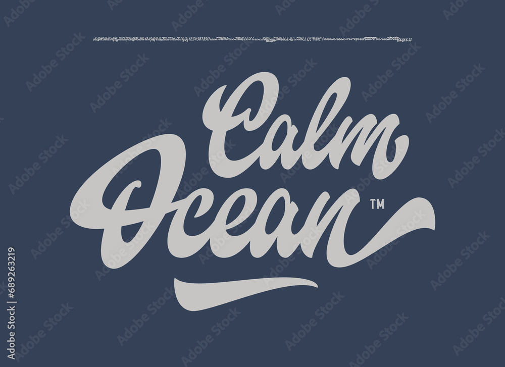 Aufkleber calm ocean. original retro script font. vector