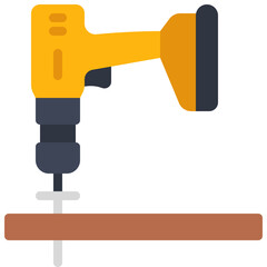 Drill Screwing Into Wood Icon