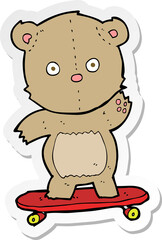 sticker of a cartoon teddy bear on skateboard
