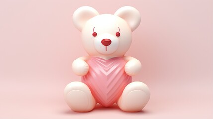 Icon of teddy bear toy with a heart. 3d rendering icon teddy bear toy with heart. 
