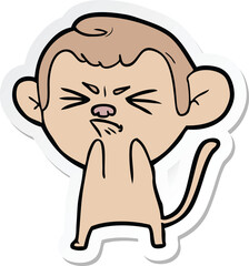 sticker of a cartoon annoyed monkey