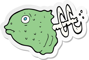 sticker of a cartoon fish head