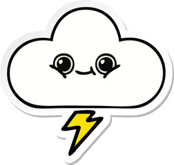 sticker of a cute cartoon storm cloud