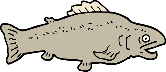 hand drawn doodle style cartoon large fish