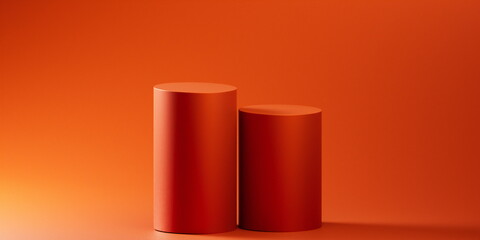 red podium stage 3d background of empty luxury show product display scene presentation template or golden pedestal elegant advertising showcase stand mockup and premium cosmetic beauty sale concept.