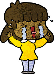 cartoon woman in tears
